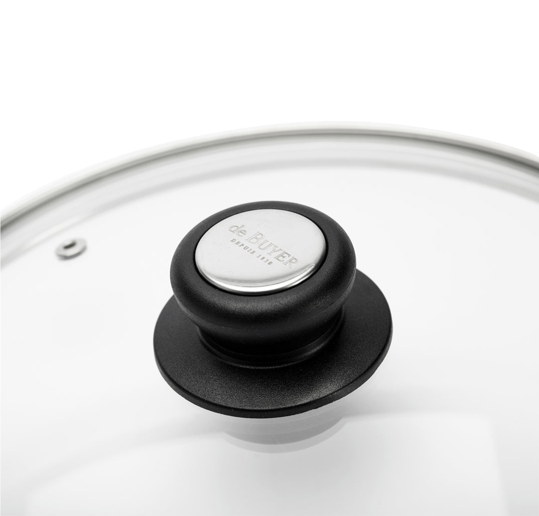 Glass lids with Steel and Bakelite Handle by De Buyer