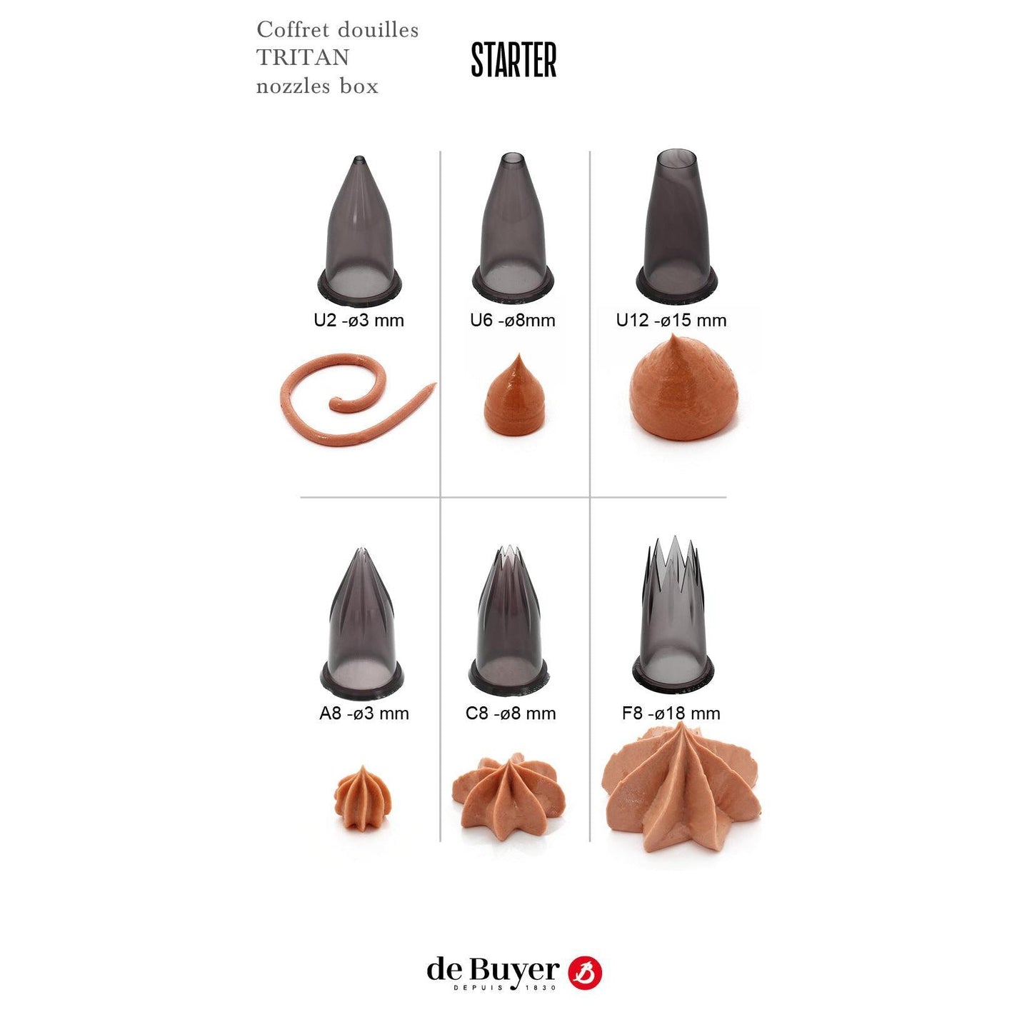 De Buyer Tritan Starter Nozzle Set With Holder - 6 Piece Set - De Buyer UK