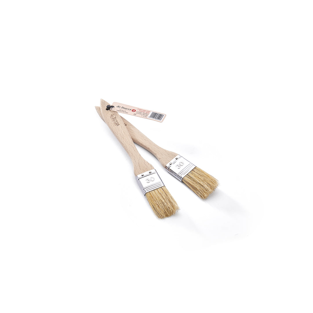 2pc Set Wooden Pastry Brushes by De Buyer