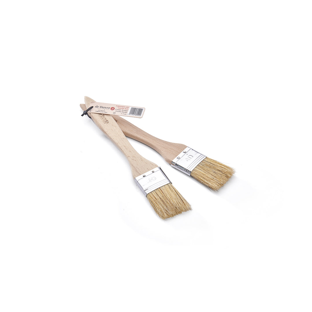 2pc Set Wooden Pastry Brushes by De Buyer