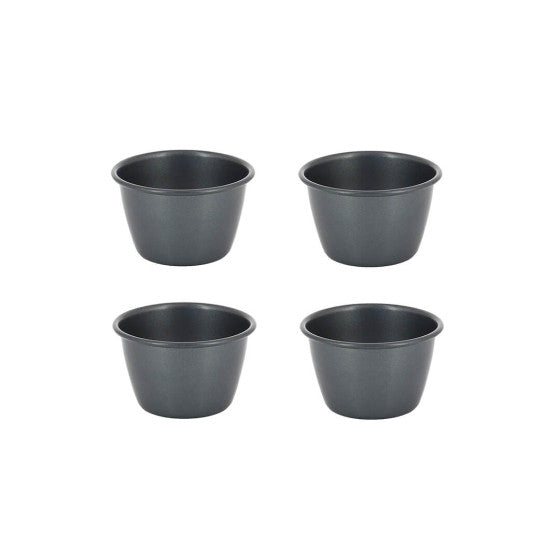 de Buyer set of four non-stick coated steel mini dariole moulds