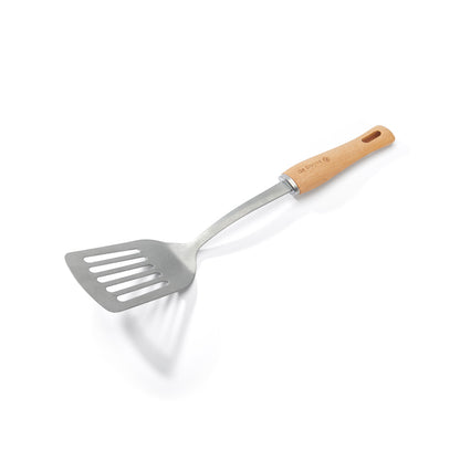 Spatula with wooden handle on a white background