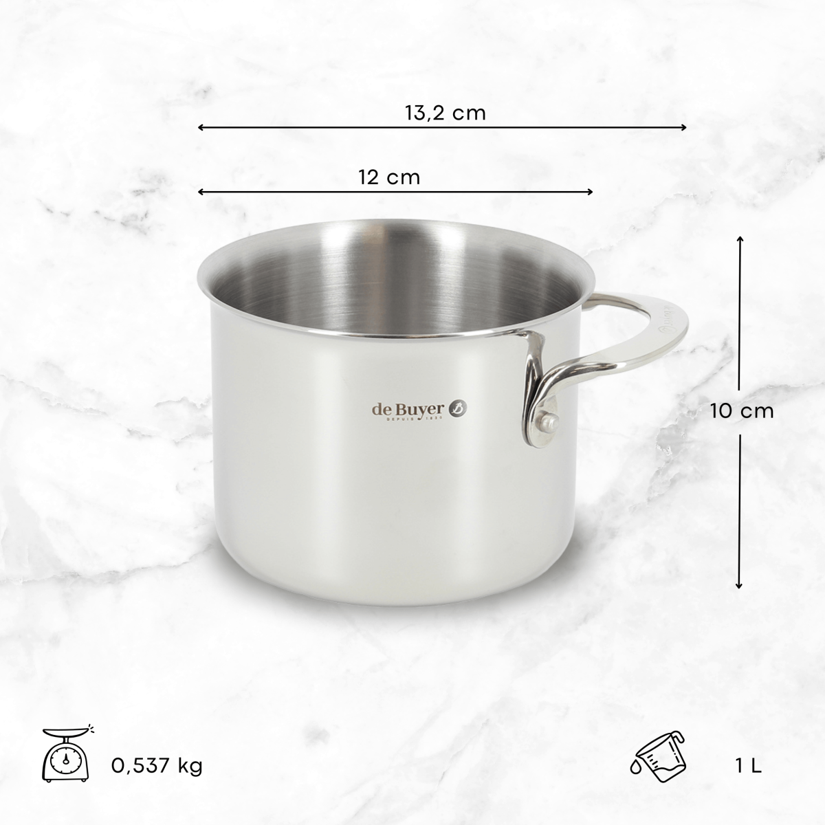 De Buyer Stainless Steel Saucier 12cm Measurements