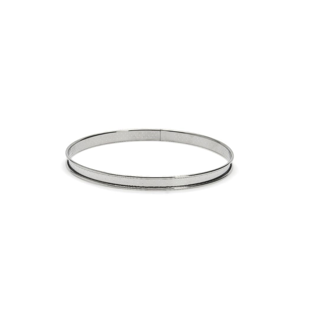 De Buyer 24cm Round Perforated Rolled Edge Tart Ring - De Buyer UK