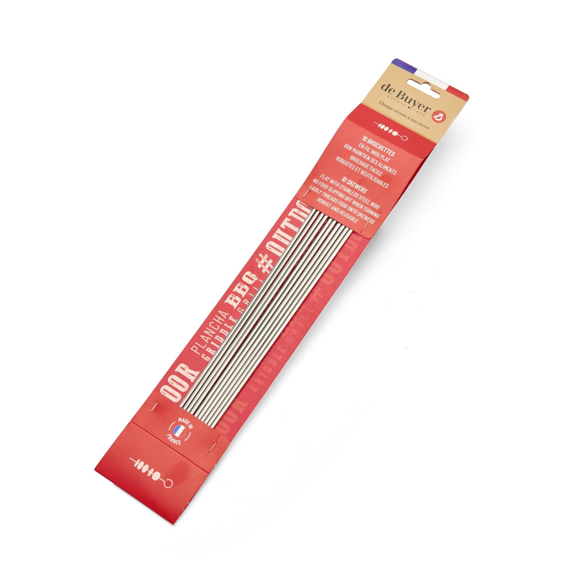 De Buyer 35cm Stainless Steel Skewers - 10pc - De Buyer UK