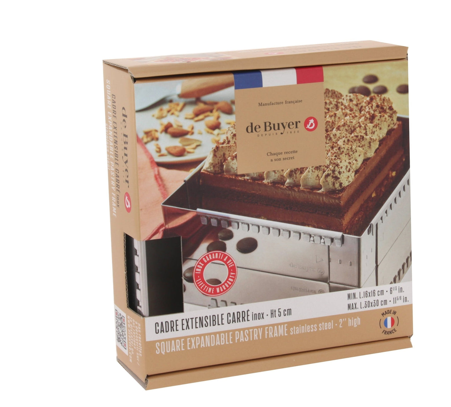 De Buyer Adjustable 30 x 30cm Pastry Square Frame - De Buyer UK