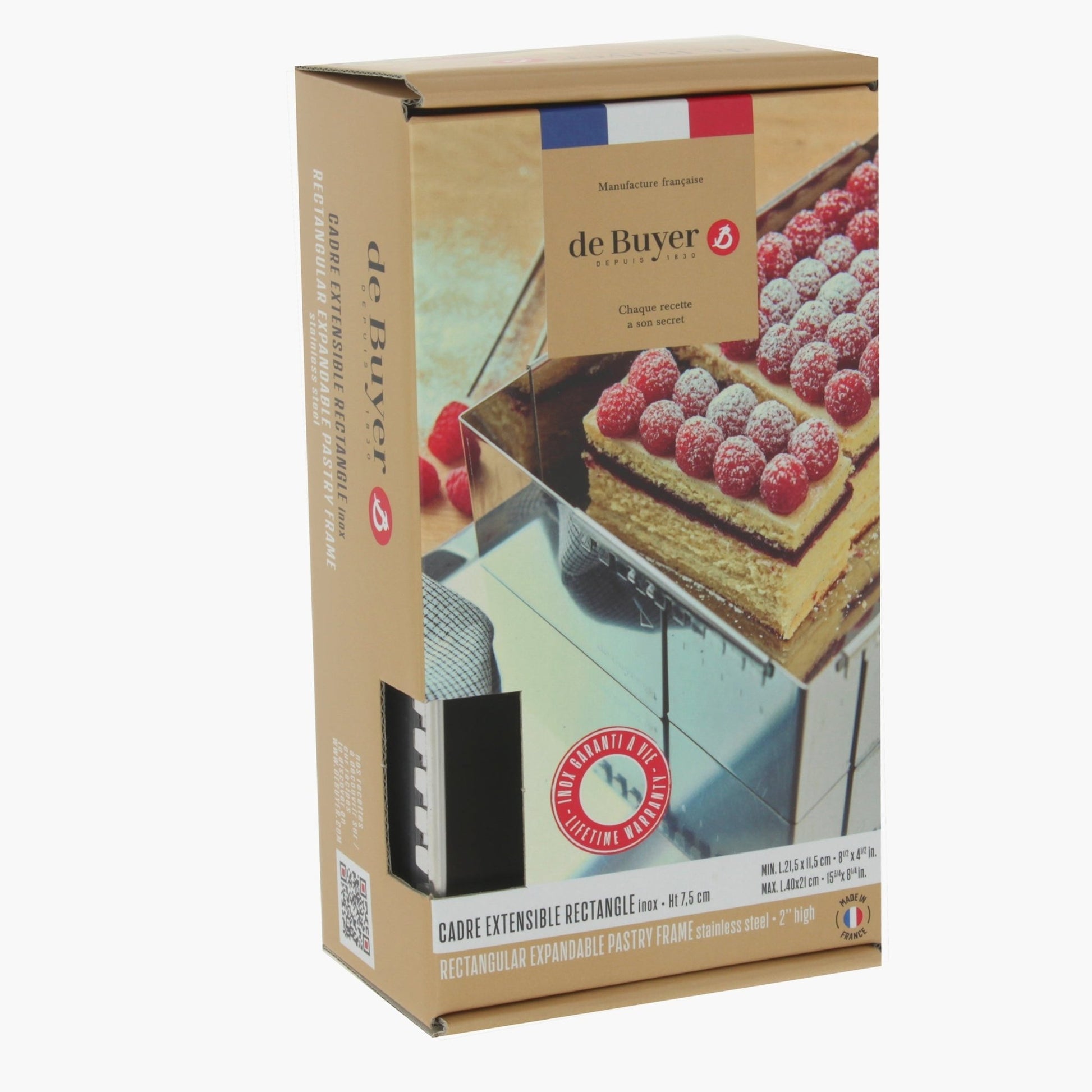 De Buyer Adjustable 40 x 21cm Rectangular Pastry Frame - De Buyer UK