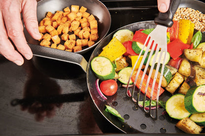 De Buyer Blue Carbon 28cm Perforated Veg Pan - De Buyer UK