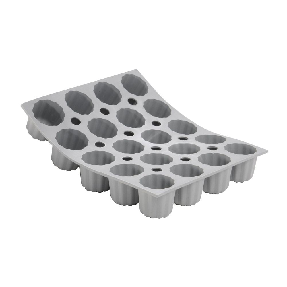 De Buyer Elastomoule Silicone Mould - 20 Fluted Mini Bordelais Portions - De Buyer UK