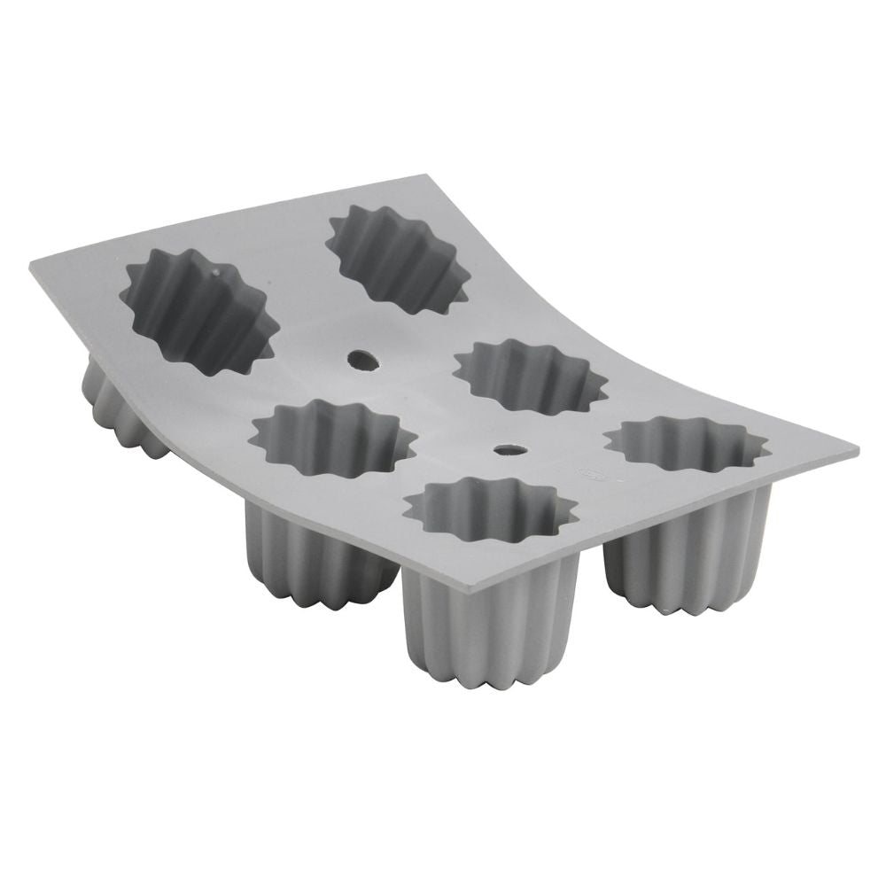 De Buyer Elastomoule Silicone Mould - 6 Fluted Bordelais Portions - De Buyer UK