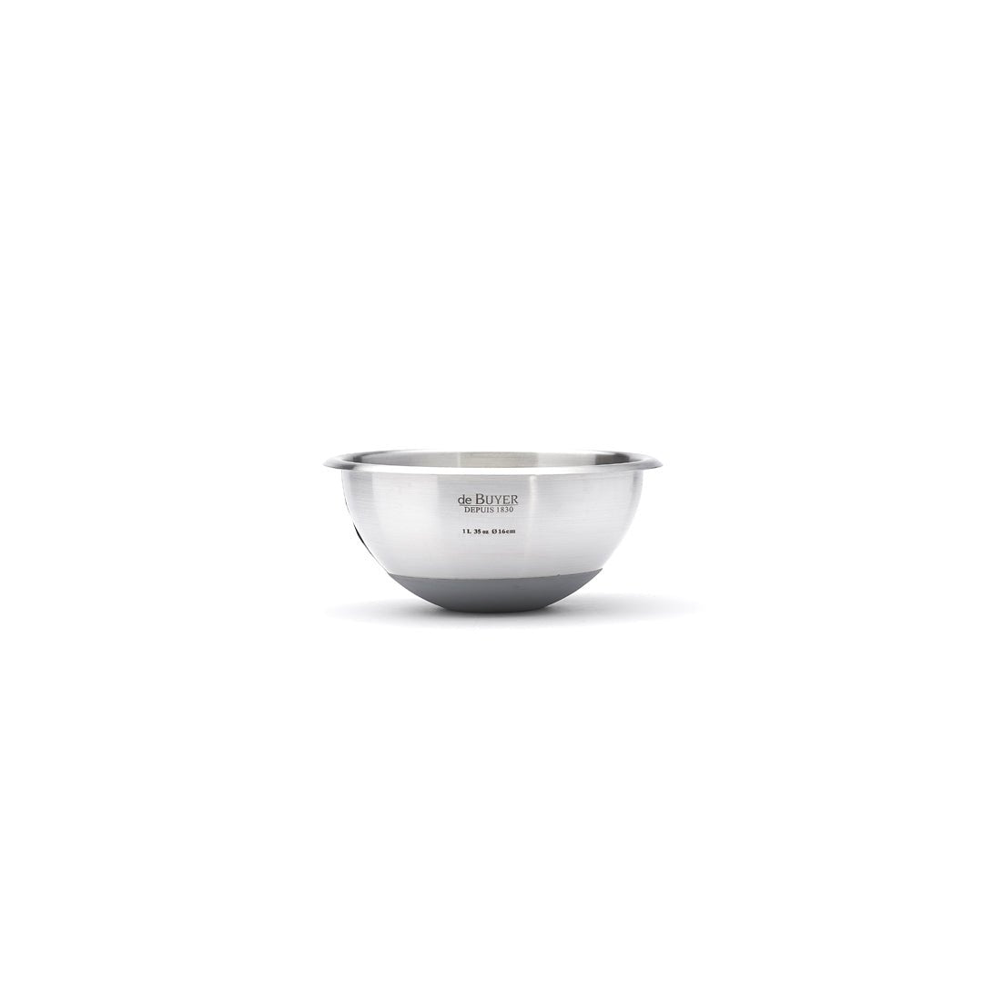 De Buyer Hemispherical 16cm Bowl with Silicone Base (1L) - De Buyer UK