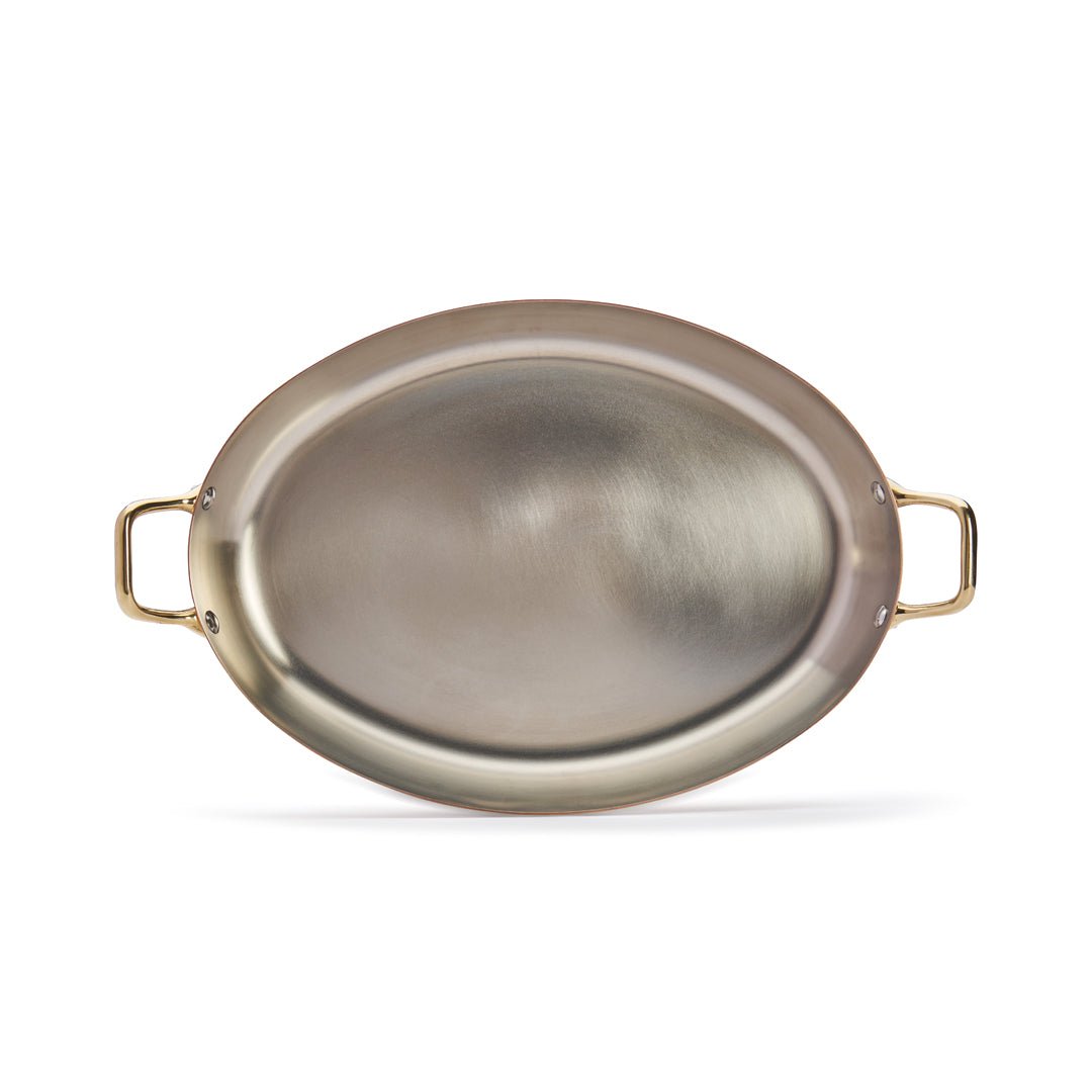 De Buyer Inocuivre 36cm Oval Dish W/Brass Handles - De Buyer UK