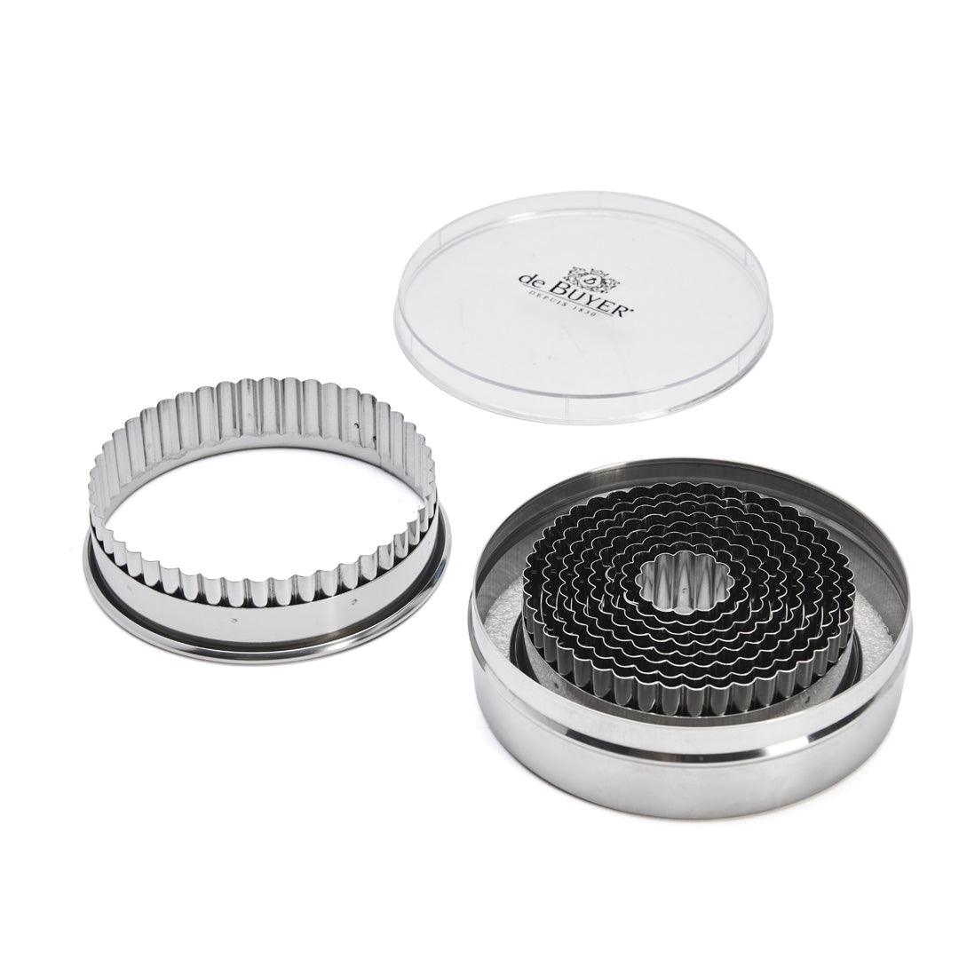 De Buyer Stainless Steel Fluted Cutters - Box of 9 (3cm - 11cm) - De Buyer UK