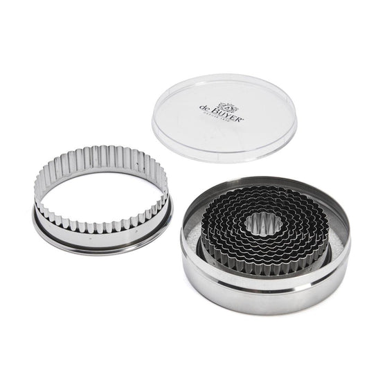 De Buyer Stainless Steel Fluted Cutters - Box of 9 (3cm - 11cm) - De Buyer UK