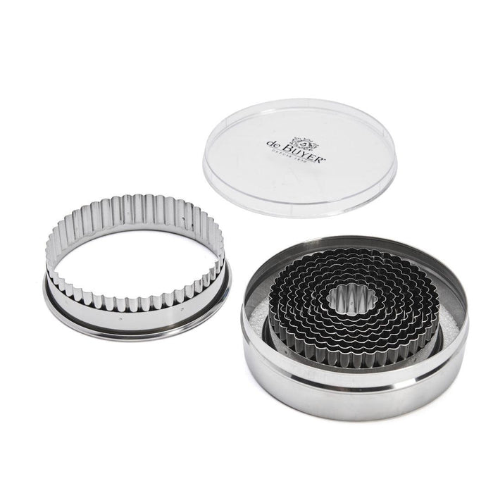 De Buyer Stainless Steel Fluted Cutters - Box of 9 (3cm - 11cm) - De Buyer UK