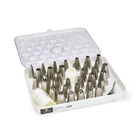 De Buyer Stainless Steel Pastry Nozzles - 35 Piece Set + 2 Adaptors - De Buyer UK