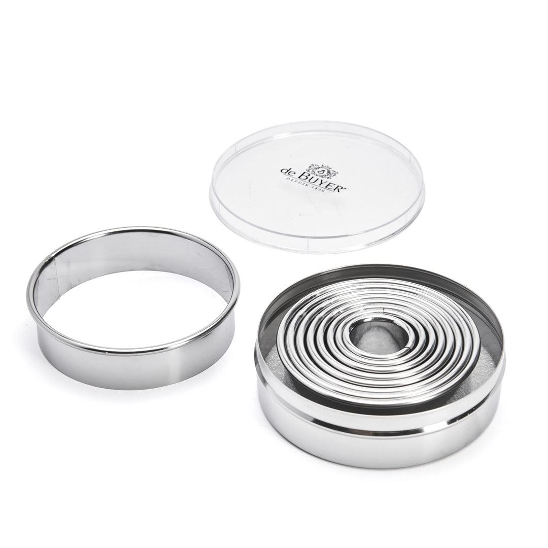 De Buyer Stainless Steel Plain Cutters - Box of 9 (3cm - 11cm) - De Buyer UK