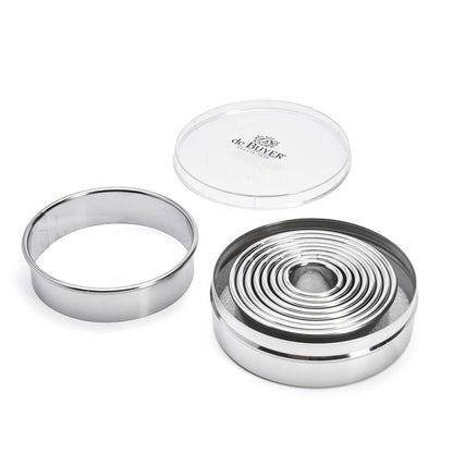 De Buyer Stainless Steel Plain Cutters - Box of 9 (3cm - 11cm) - De Buyer UK