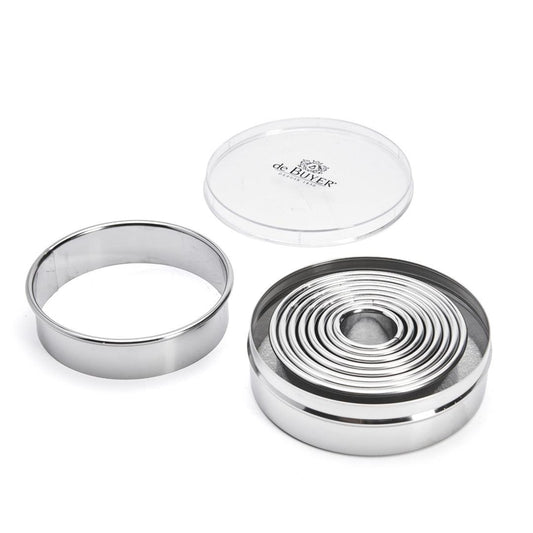 De Buyer Stainless Steel Plain Cutters - Box of 9 (3cm - 11cm) - De Buyer UK