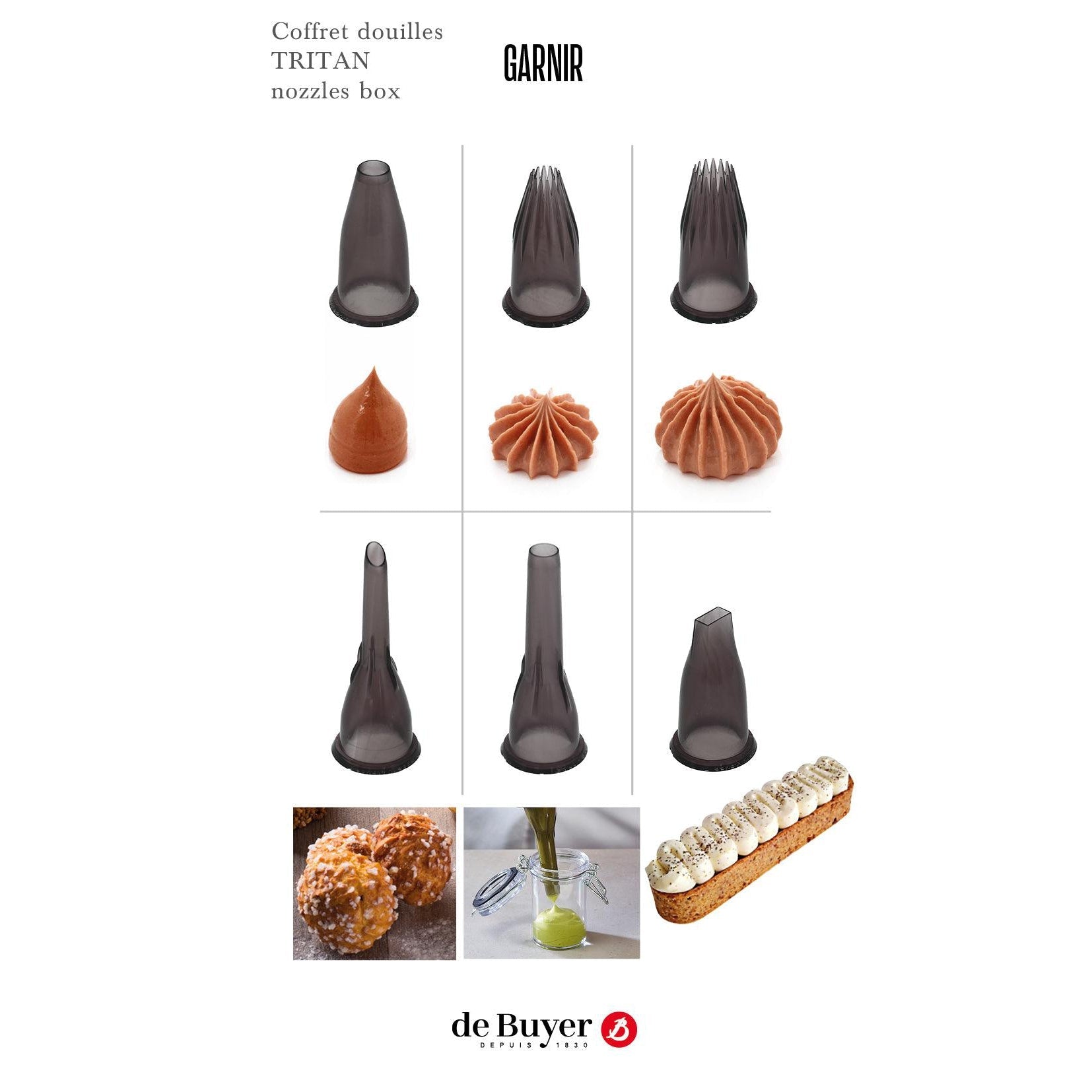 De Buyer Tritan Filling Nozzle Set With Holder - 6 Piece Set - De Buyer UK