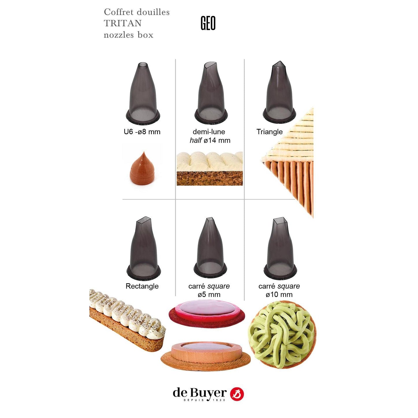 De Buyer Tritan Geo Nozzle Set With Holder - 6 Piece Set - De Buyer UK