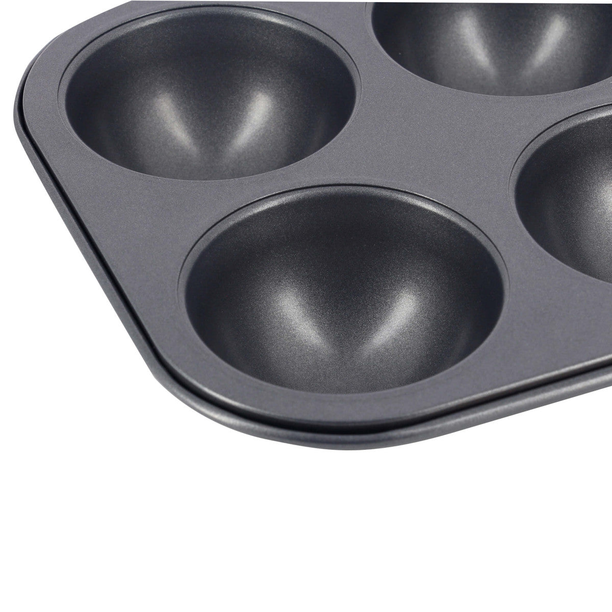 Close up of non stick steel half sphere tray